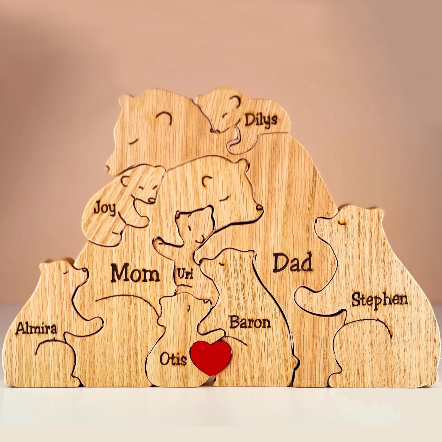 Handcrafted - Family - Wooden Bears Family Puzzle - Wooden Animal Carvings