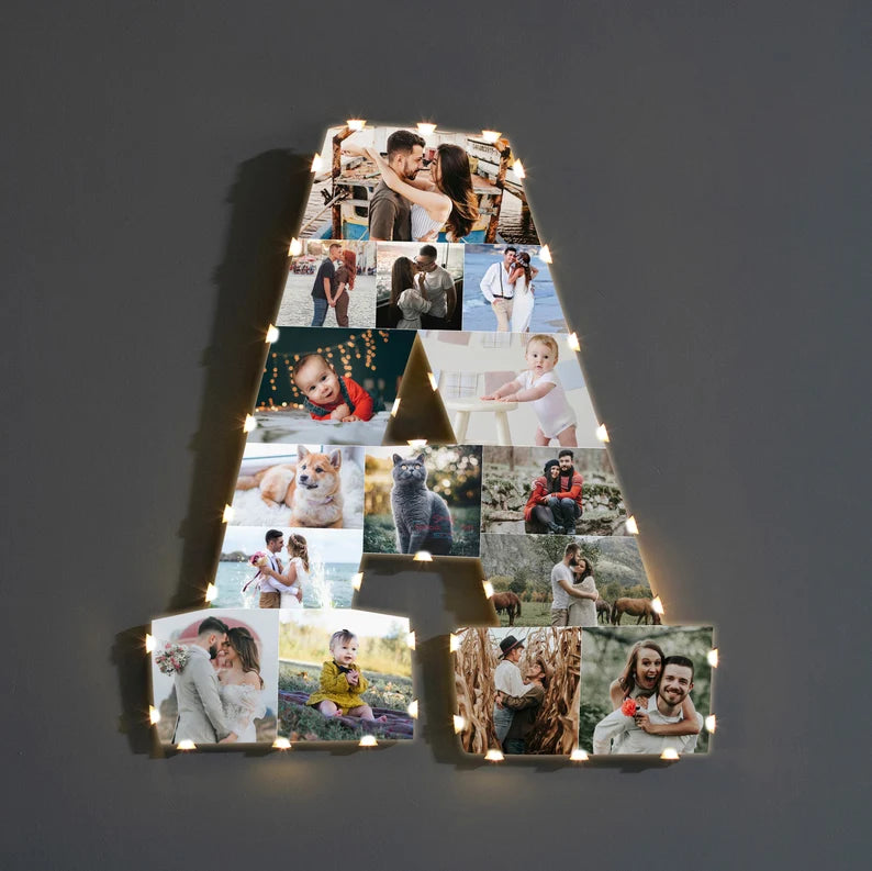 ✨Personalized Letter Photo Collage Lamp Letter A