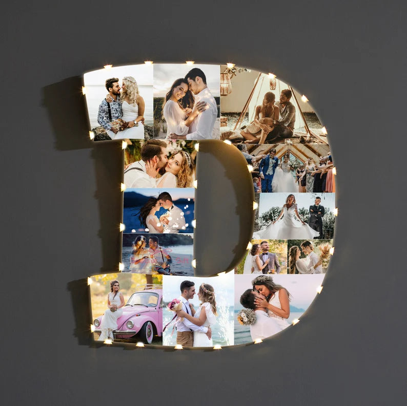 ✨Personalized Letter Photo Collage Lamp Letter A