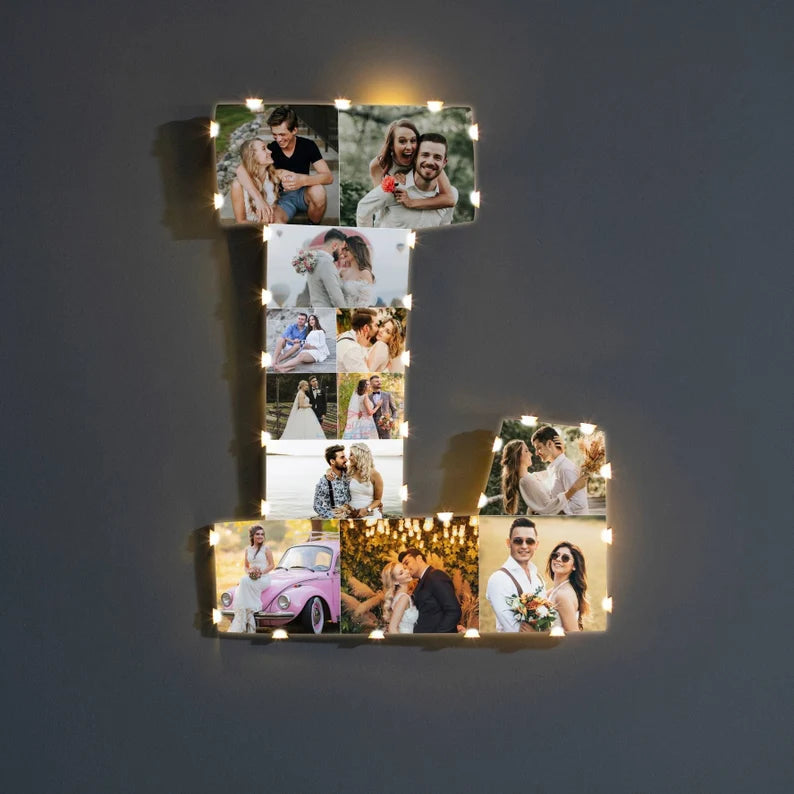 Personalized Letter Photo Collage Lamp Letter L – minscose