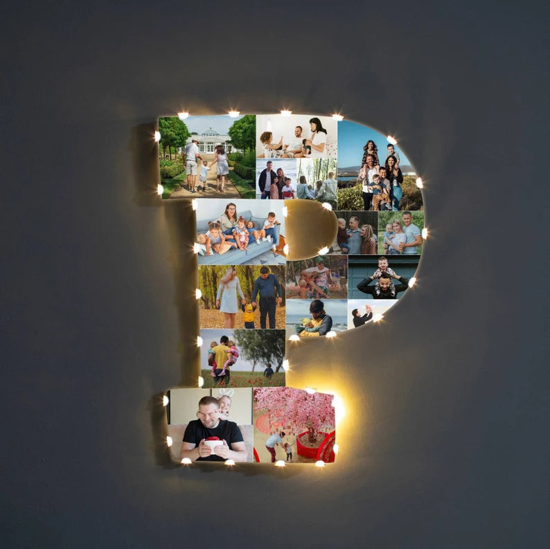 ✨Personalized Letter Photo Collage Lamp Letter F