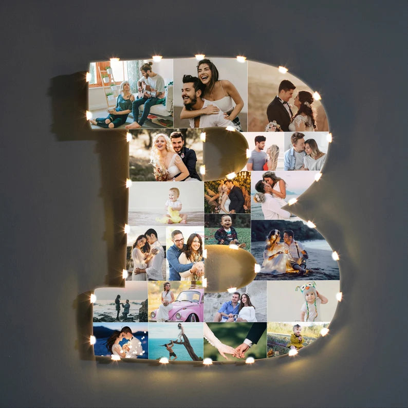 ✨Personalized Letter Photo Collage Lamp Letter  N