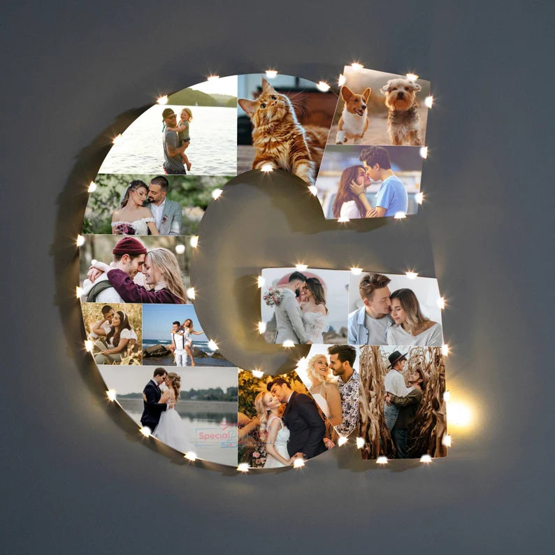 ✨Personalized Letter Photo Collage Lamp Letter B