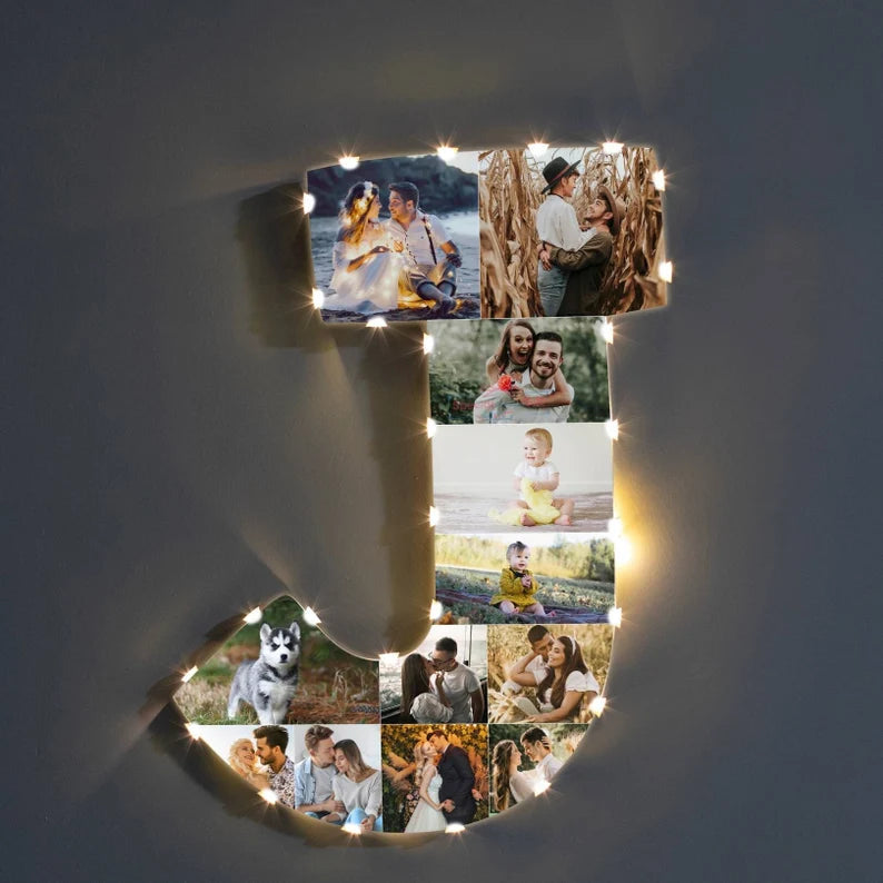 ✨Personalized Letter Photo Collage Lamp Letter D