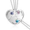 Custom Heart Pendant Puzzle Necklace with Birthstone