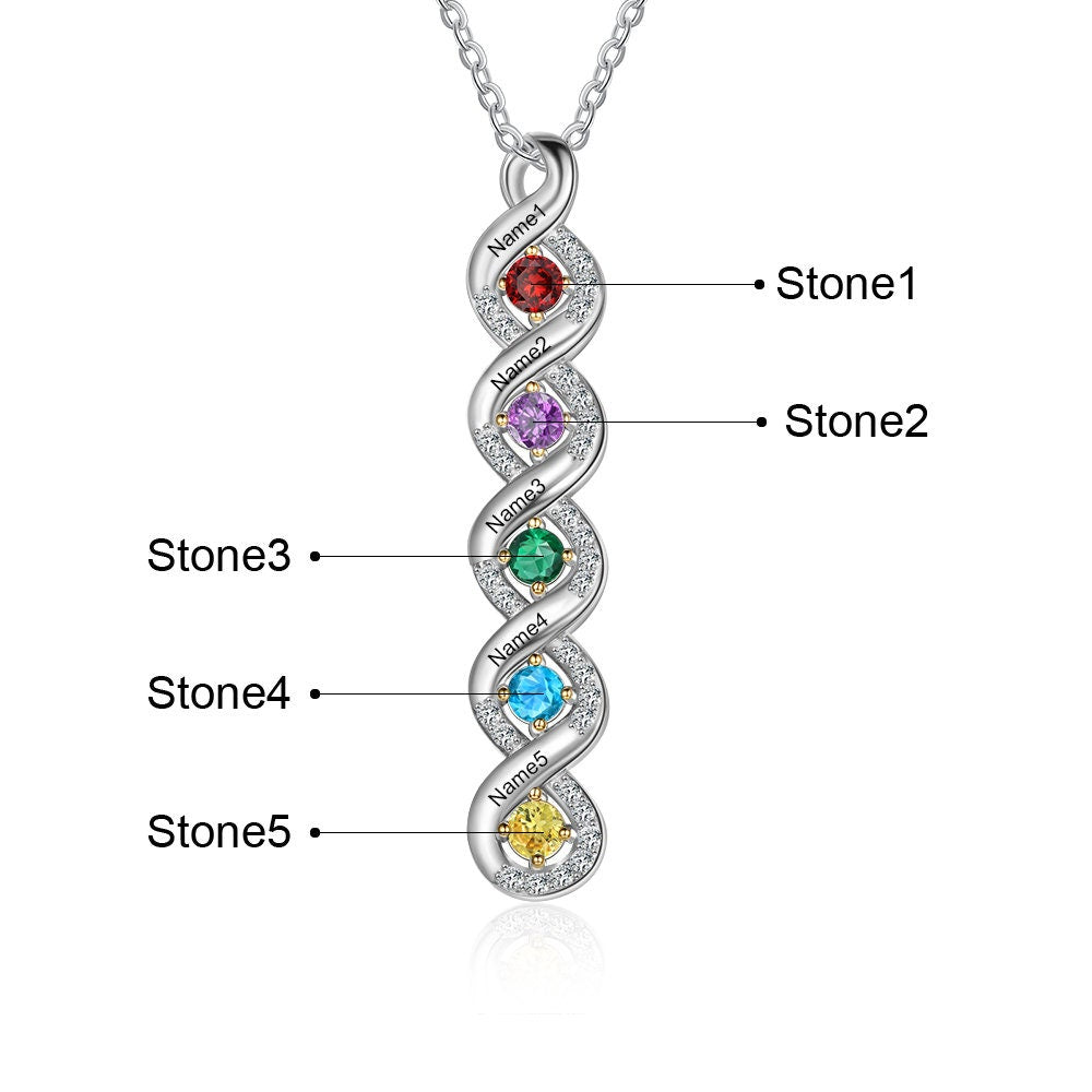 Custom Mothers Rings Necklace with Birthstones