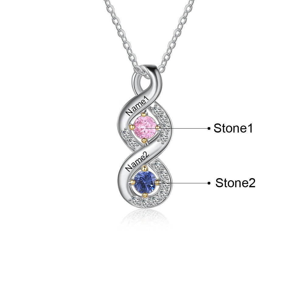 Custom Mothers Rings Necklace with Birthstones