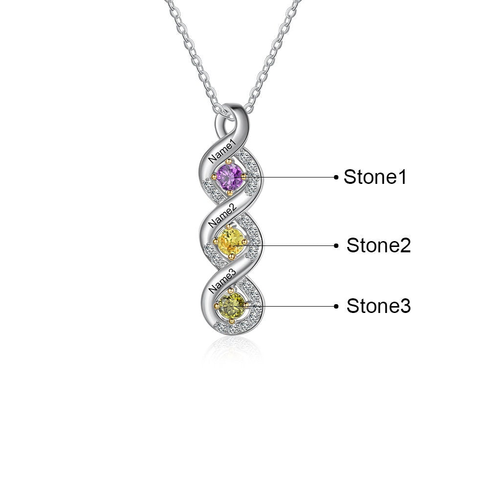 Custom Mothers Rings Necklace with Birthstones