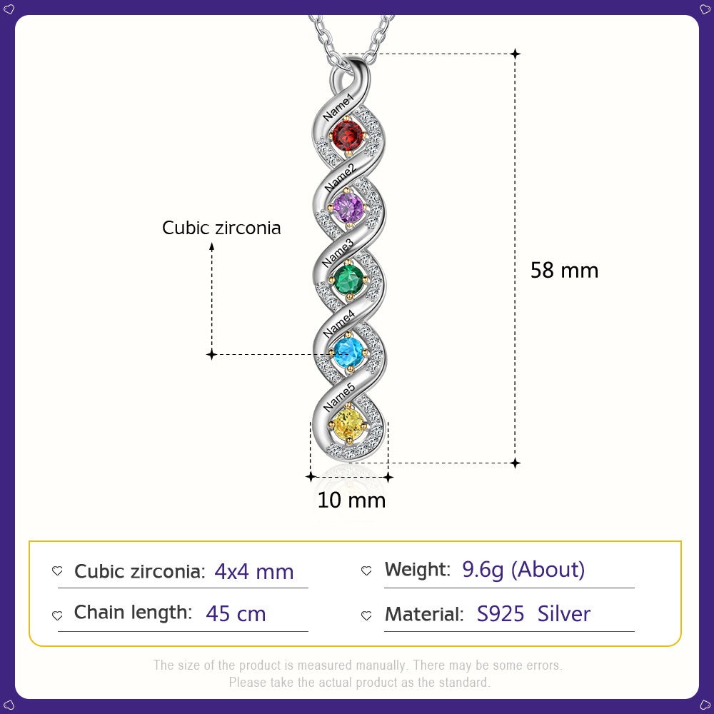 Custom Mothers Rings Necklace with Birthstones