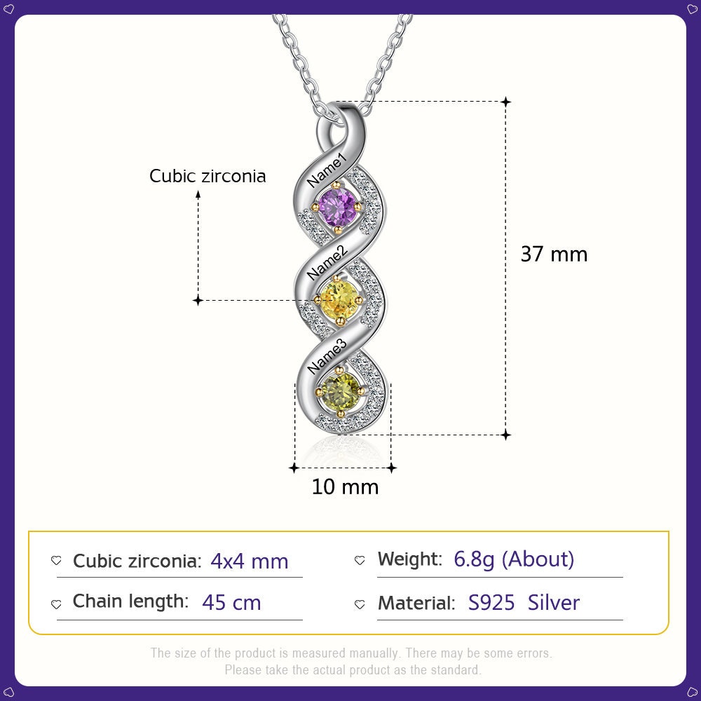 Custom Mothers Rings Necklace with Birthstones