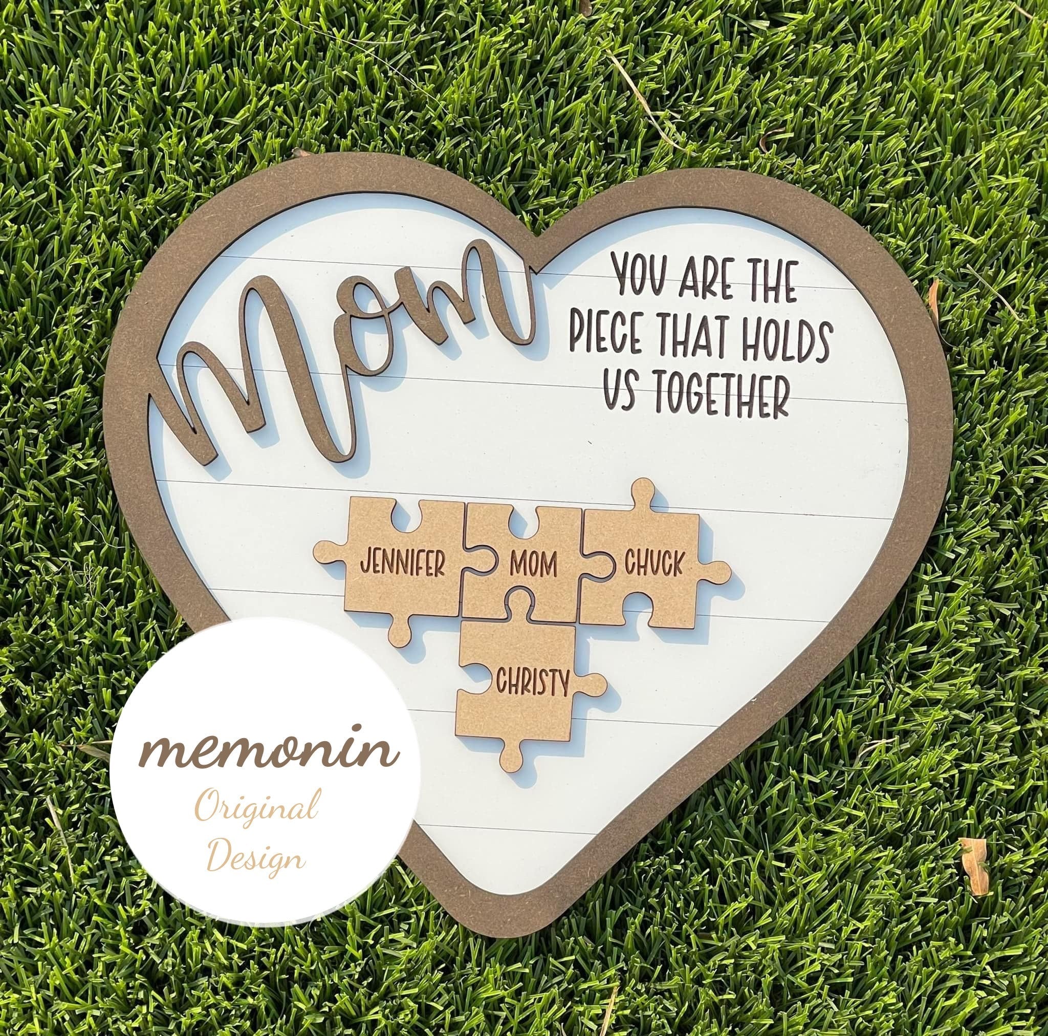 You Are The Piece That Holds Us Together Mom - Personalized Wooden Puzzle Sign