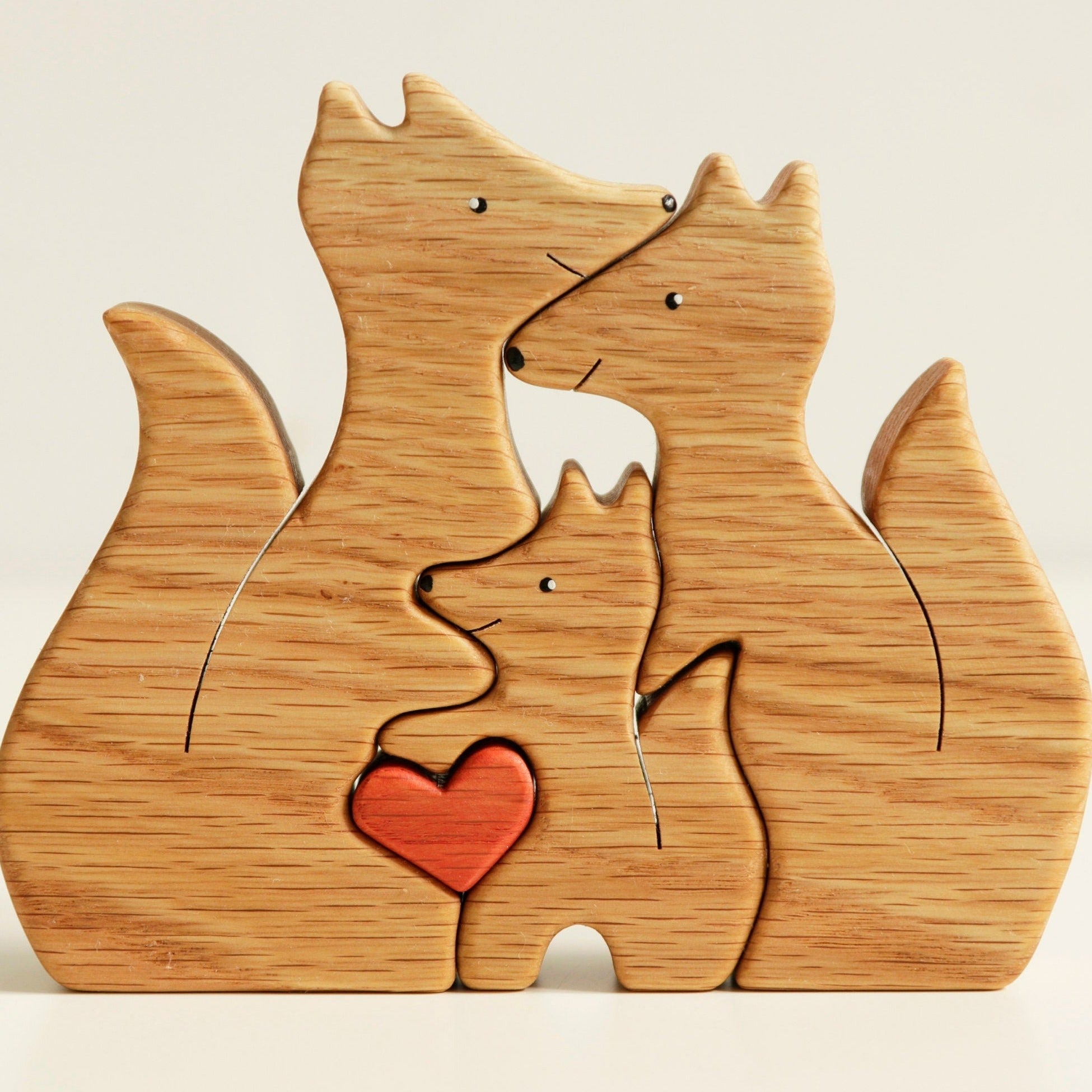 Wooden foxes family puzzle