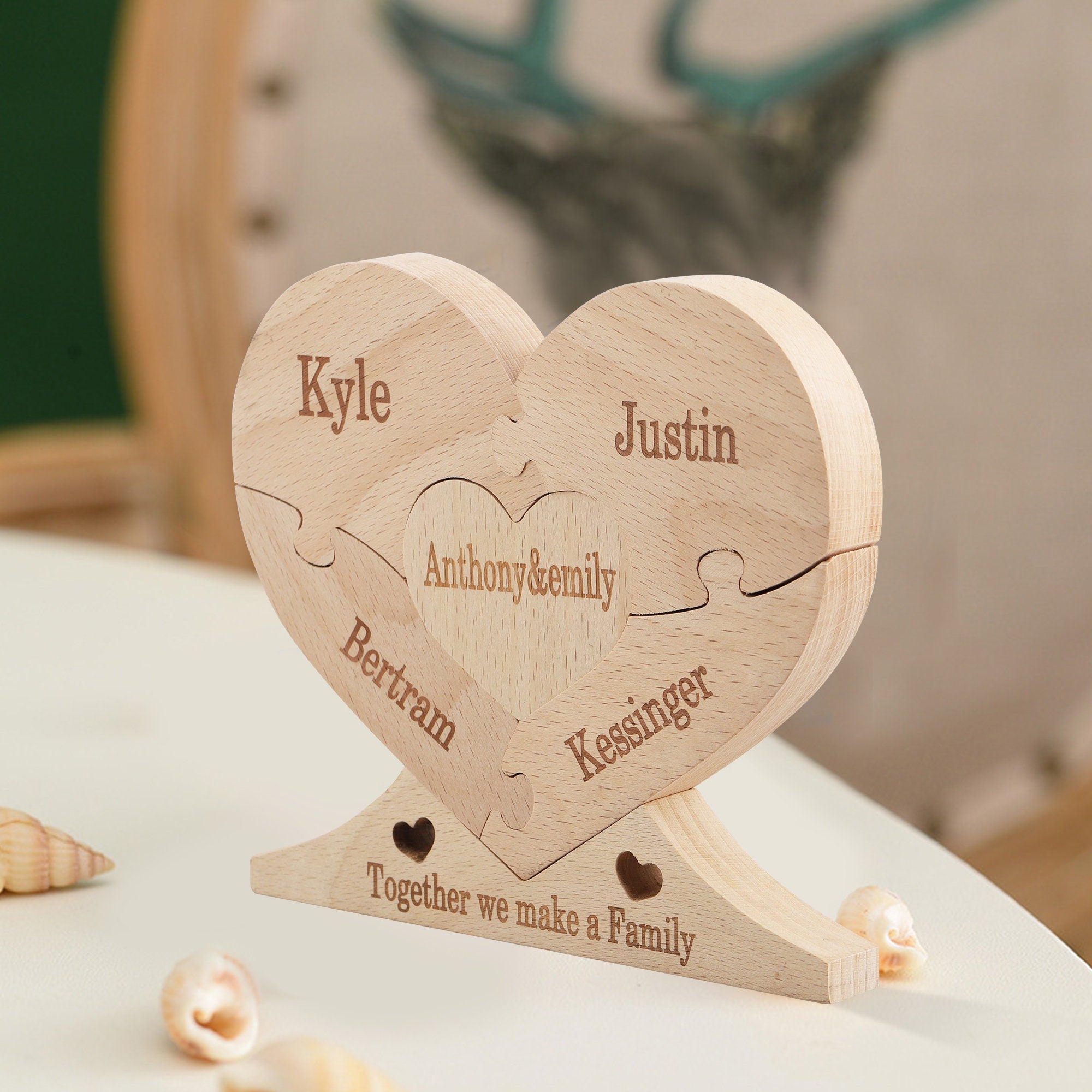 Custom Wooden Name Heart Puzzle