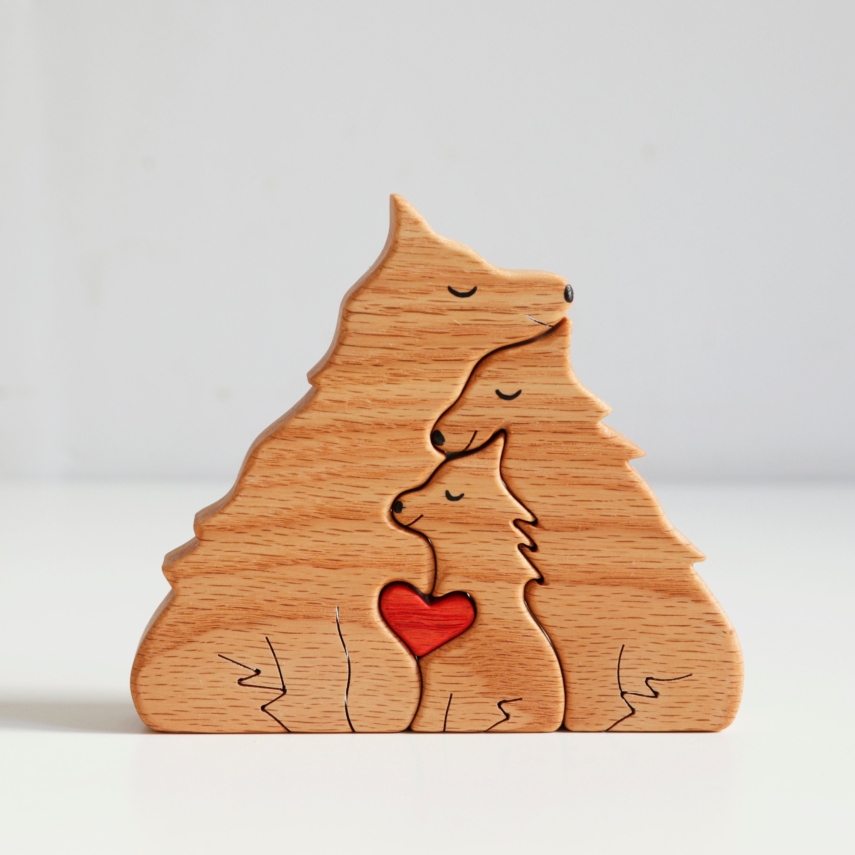 Wooden wolves family puzzle