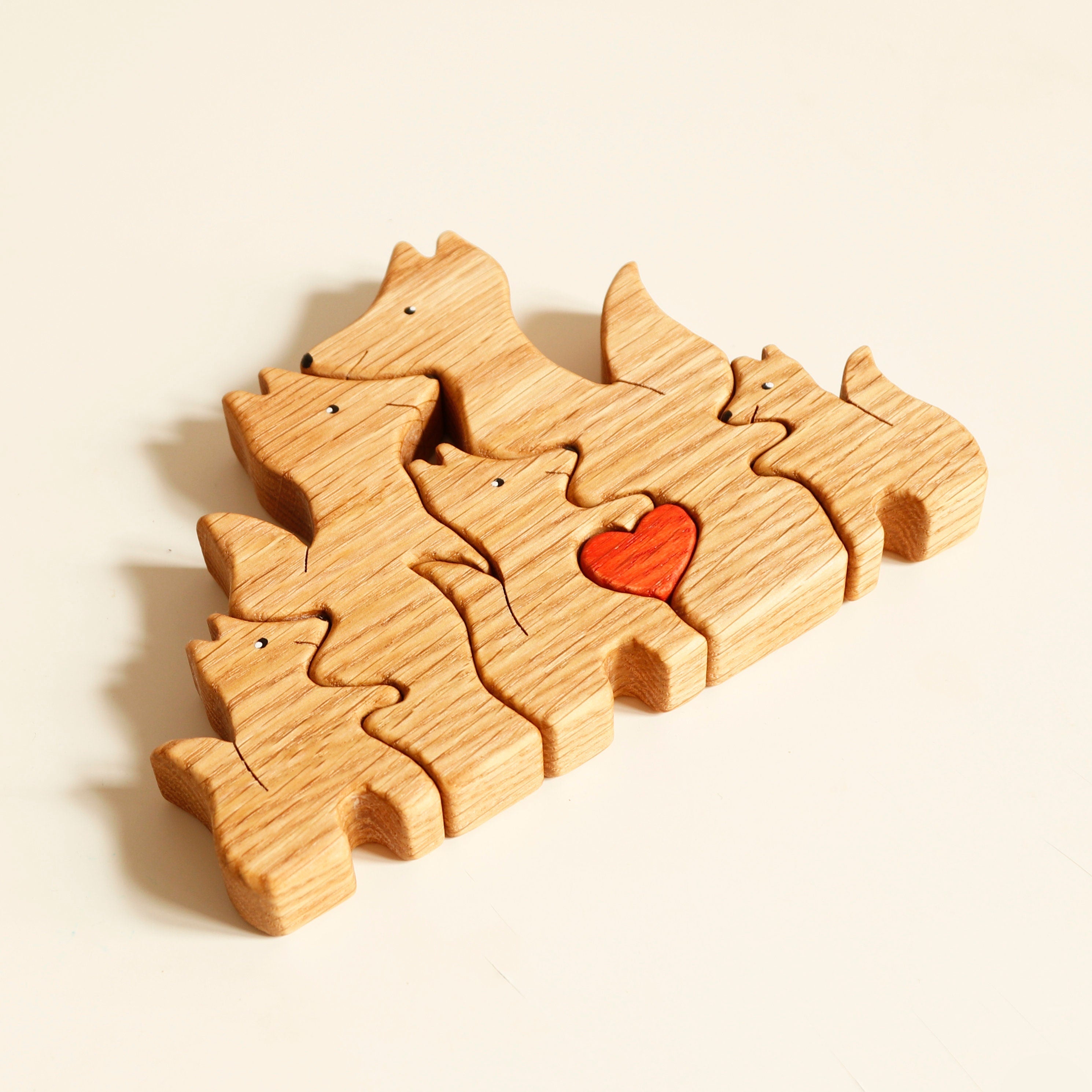 Wooden foxes family puzzle