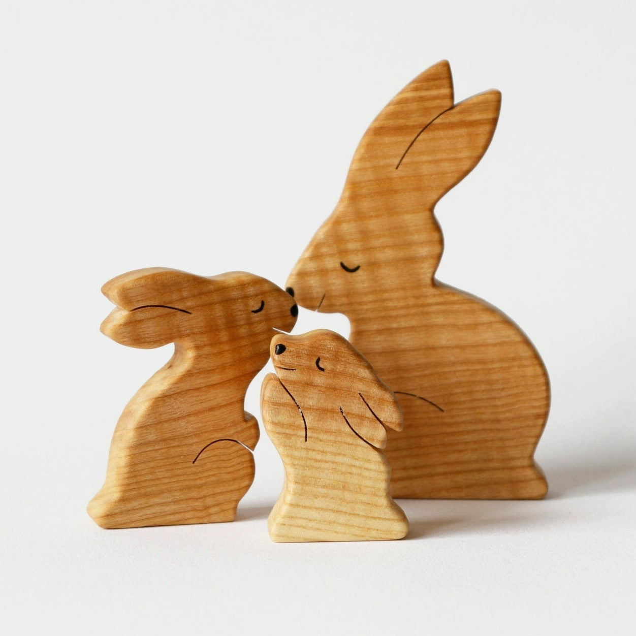 Wooden hare family puzzle