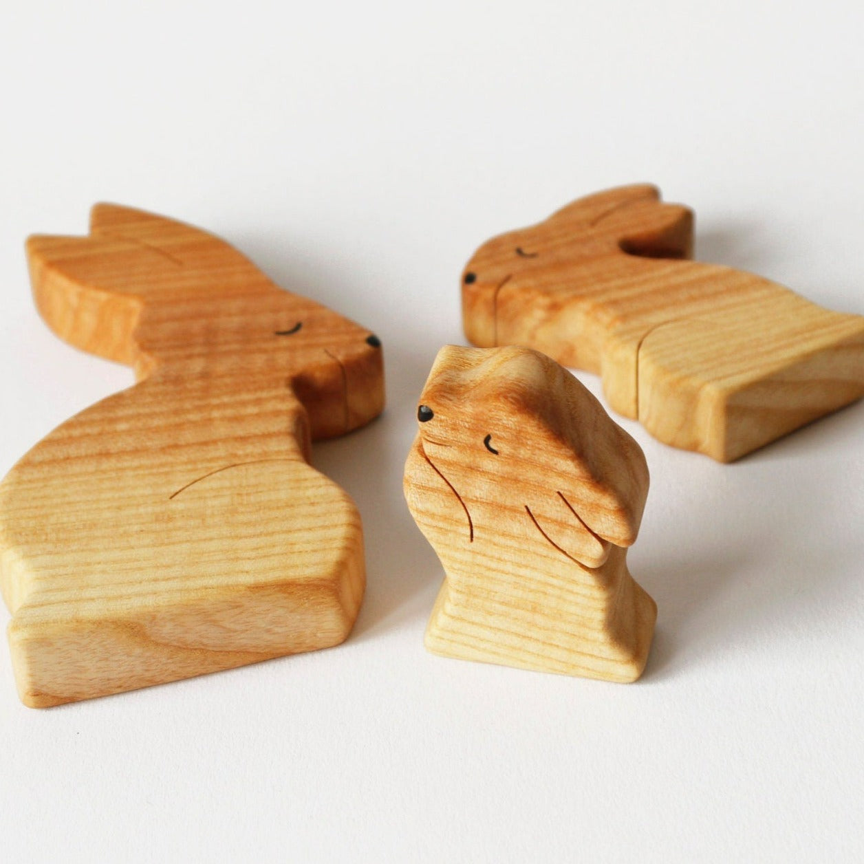 Wooden hare family puzzle