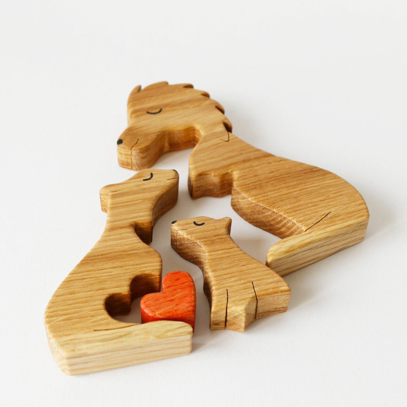 Wooden lion family puzzle