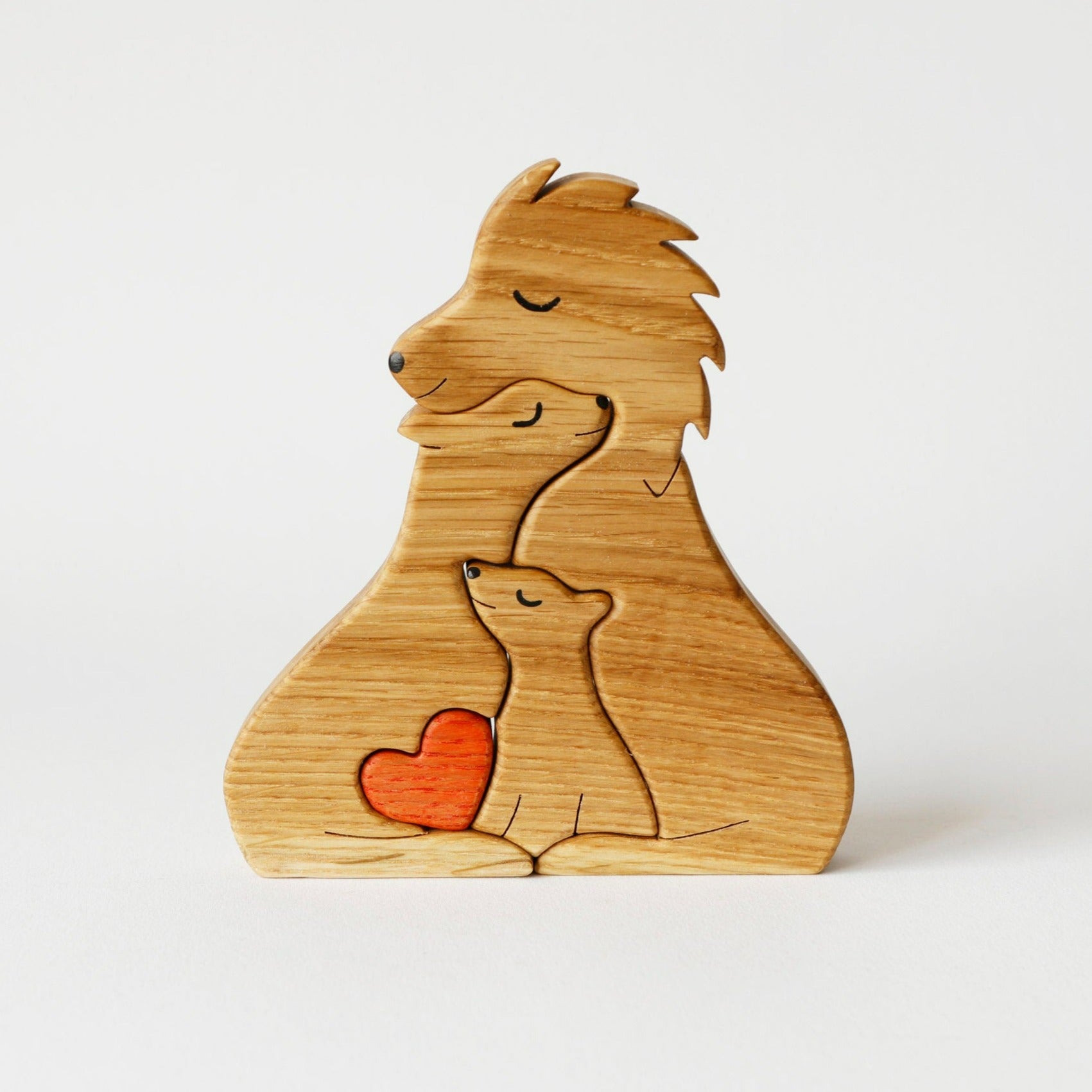 Wooden lion family puzzle