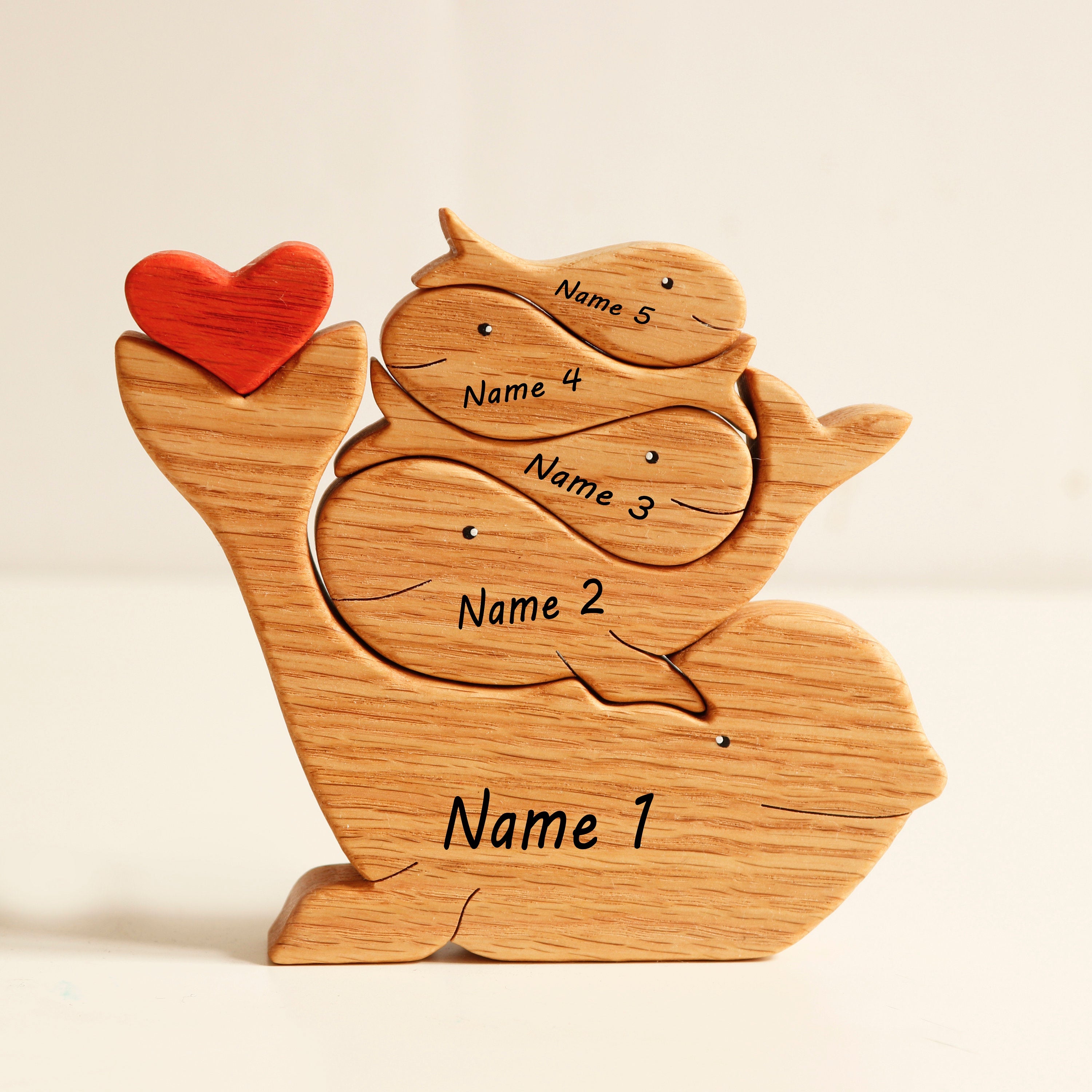 Wooden whales  family puzzle