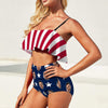 Custom Face Stripe Star Flag Ruffle Bikini