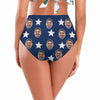 Custom Face Stripe Star Flag Ruffle Bikini